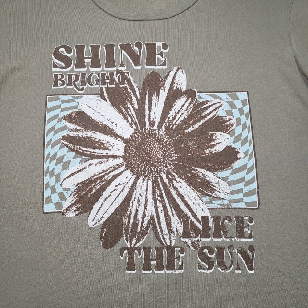 Originality Shine Bright Sunflower Graphic Tee Sage Green Girls Large Boho - Picture 4 of 8